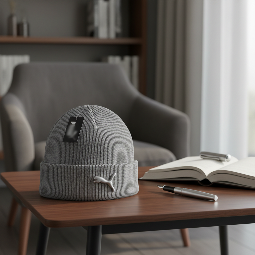 Puma Gray Knit Beanie Winter Hat