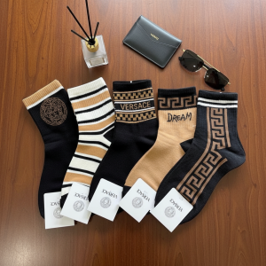 Versace Luxury Cotton Crew Socks Set 5 Pairs