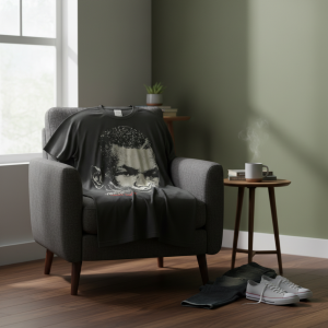 Vintage Style Graphic Print Black Cotton T-Shirt