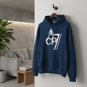 CR7 Logo Blue Sports Hoodie Pullover