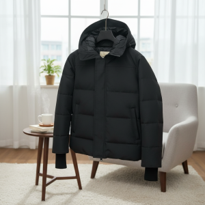Men’s Winter Hooded Puffer Jacket Black Warm Coat