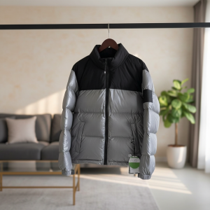 Men’s Winter Puffer Jacket Black Gray Warm Coat