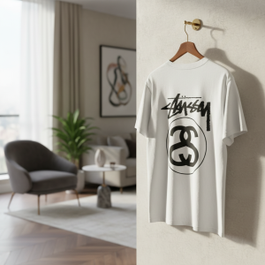 Stussy Logo Print White Cotton Casual T-Shirt