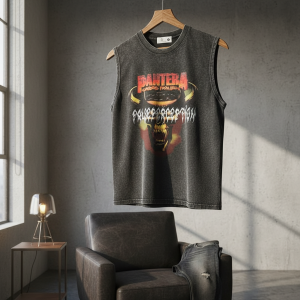 Vintage Rock Band Skull Sleeveless Graphic T-Shirt