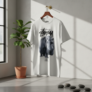 Stussy Hippo Graphic White Cotton T-Shirt