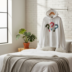 BAPE Camo Question Mark White Hoodie