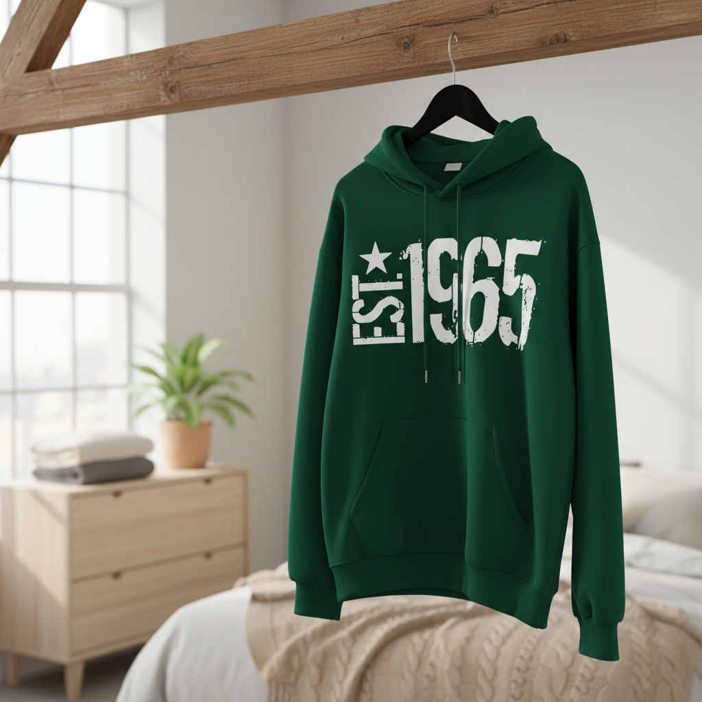 Vintage EST 1965 Graphic Green Hoodie Pullover