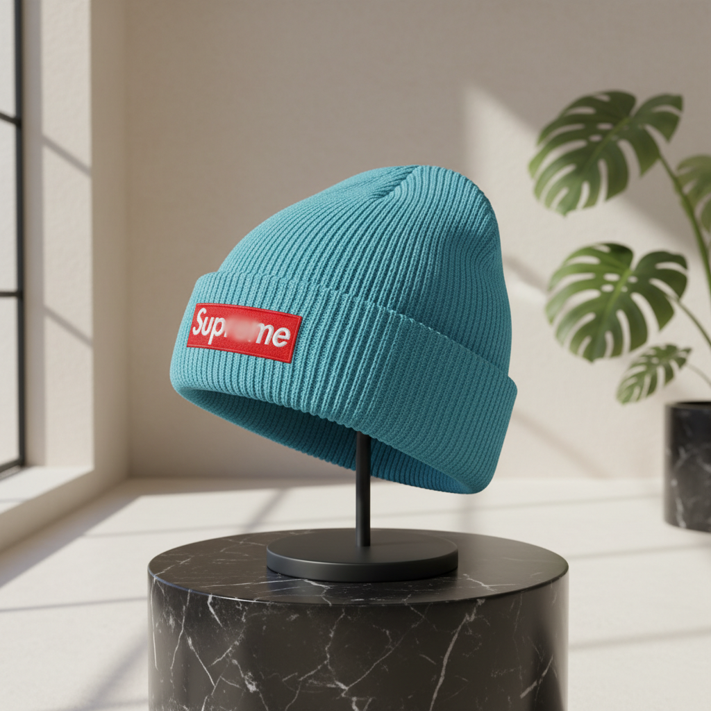 Supreme Sky Blue Knit Beanie Winter Hat
