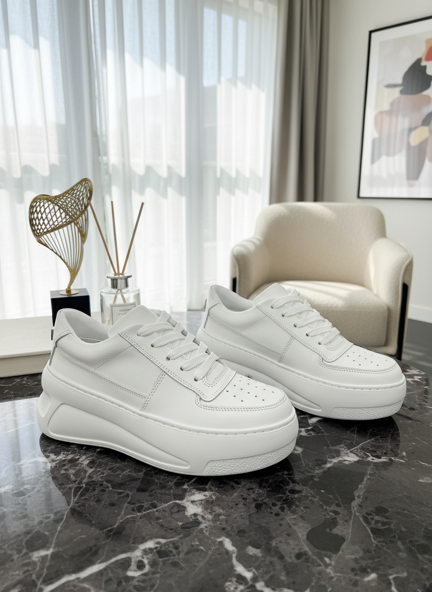 Acne Studios White Leather Platform Sneakers