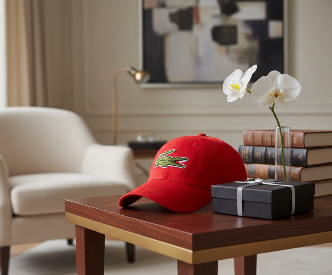 Lacoste Red Cotton Adjustable Baseball Cap