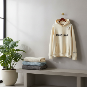 Essentials Cream Casual Pullover Hoodie