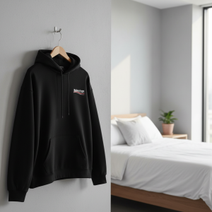 Balenciaga Black Logo Print Pullover Hoodie