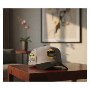 Gray Black Baseball Snapback Hat 1990 Embroidered Cap