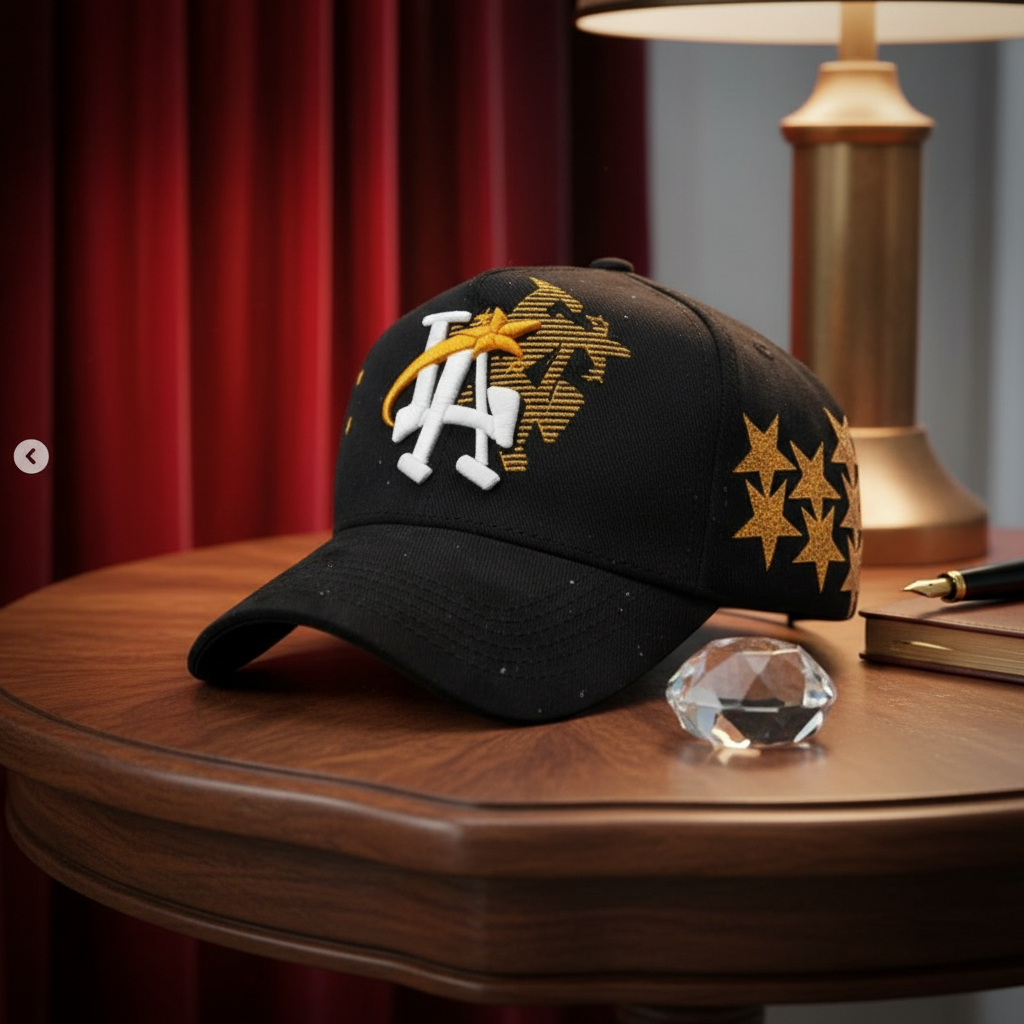 Dandy Star Embroidered Black Baseball Cap Adjustable