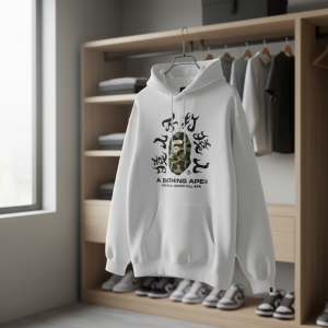 BAPE Camo Ape Head White Graphic Hoodie