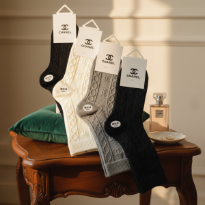 Chanel Women Cotton Knit Logo Socks 5 Colors