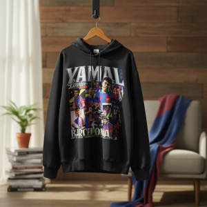 Barcelona Graphic Print Oversized Black Hoodie