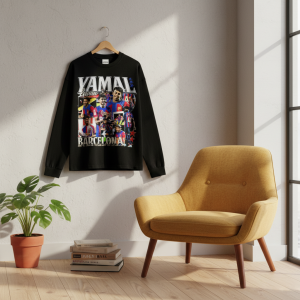 Barcelona Soccer Graphic Long Sleeve T-Shirt Black