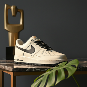 Stussy Air Force 1 White Black Leather Sneakers