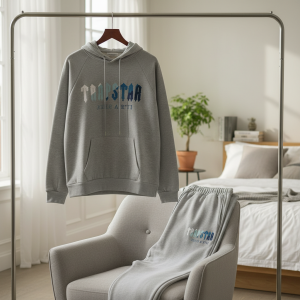 Trapstar Grey Hoodie Tracksuit Men Women Casual Set