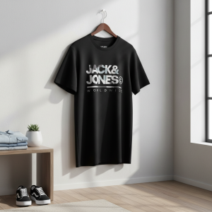 Jack & Jones Black Graphic Men T-Shirt
