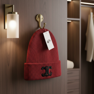 Celine Wind Red Knit Beanie Hat