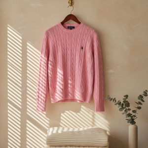 Ralph Lauren Pink Cable Knit Wool Sweater Women