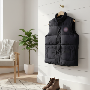 Men’s Winter Sleeveless Puffer Vest Black Warm Jacket