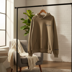Essentials Casual Beige Pullover Hoodie