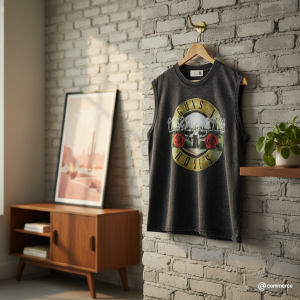 Vintage Sleeveless Rock Band Graphic T Shirt Black