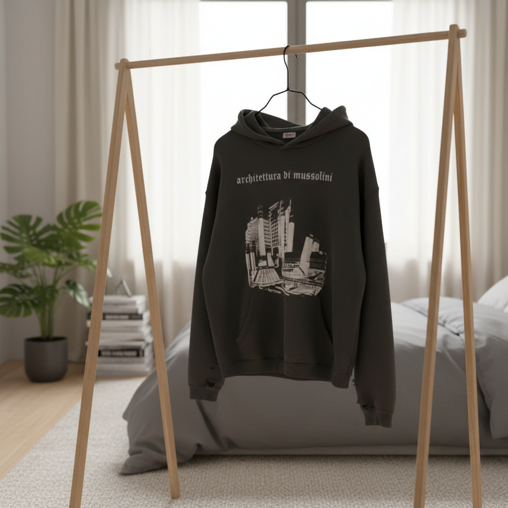 Vintage Graphic Print Streetwear Black Hoodie