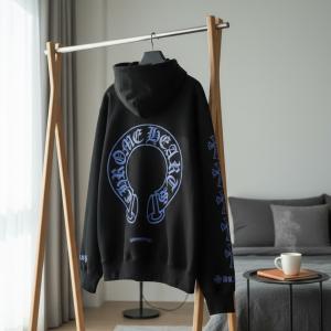 Chrome Hearts Black Blue Horseshoe Hoodie