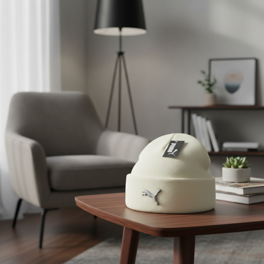 Puma Knit Beanie Hat Cream Color