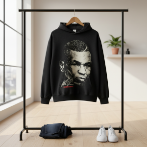 Vintage Graphic Print Black Oversized Hoodie Unisex