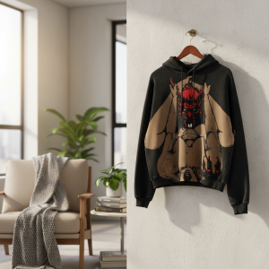 Vintage Demon Graphic Oversized Hooded Sweatshirt