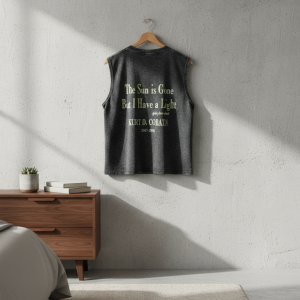 Vintage Sleeveless Washed Black Graphic T-Shirt for Men