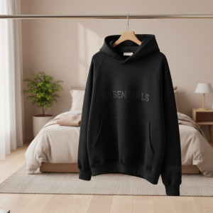 Essentials Black Pullover Hoodie for Men and Women