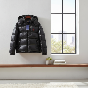 Ralph Lauren Black Hooded Puffer Down Jacket