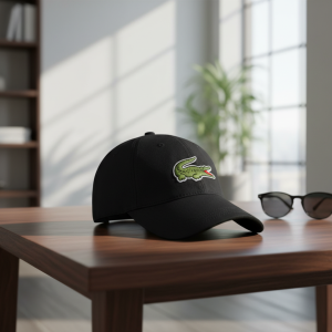 Lacoste Black Cotton Adjustable Baseball Cap