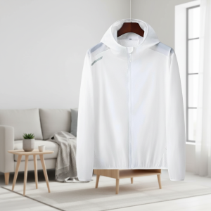 Lightweight White Hooded Windbreaker Jacket Men