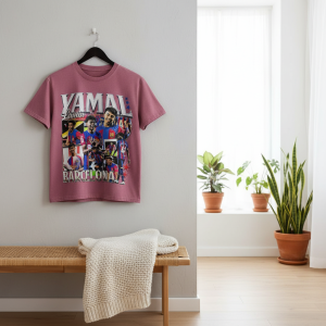 Barcelona Graphic Print Yamal Pink Cotton T-Shirt