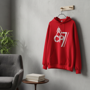 HoodiesCR7 Red Graphic Sports Pullover Sweatshirt