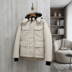 Men’s Winter Hooded Warm Parka Coat Beige Jacket