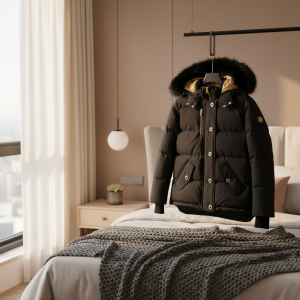 Men Winter Black Hooded Down Jacket Warm Coat