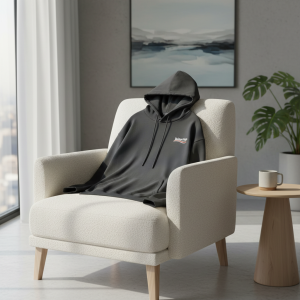 Balenciaga Logo Print Black Pullover Hoodie