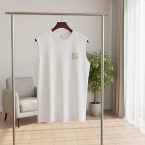 White Sleeveless Cotton T-Shirt Unisex Street Style