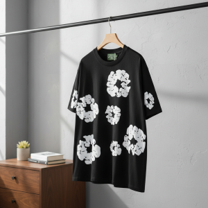 Black Graphic Print Oversized Cotton T Shirt