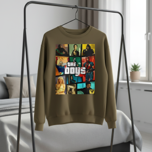 The Boys Graphic Print Streetwear Hoodie Pullover Brown