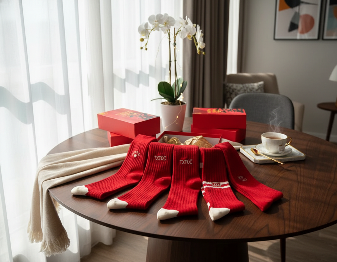 Chinese New Year Red Gift Box Socks Set