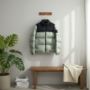 Men's Winter Puffer Jacket Black Grey Colorblock